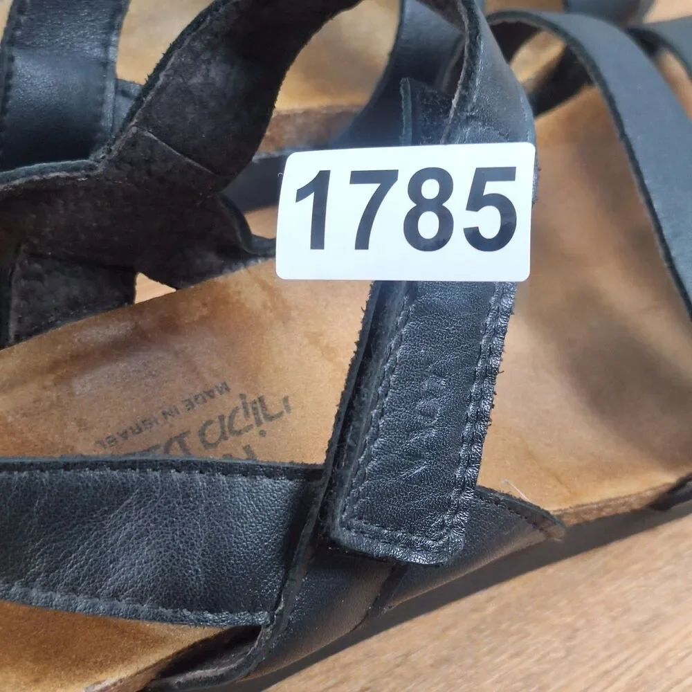Naot Kayla Women's 11 EU 42 Wedge Comfort Sandals Black Leather Israel Walking